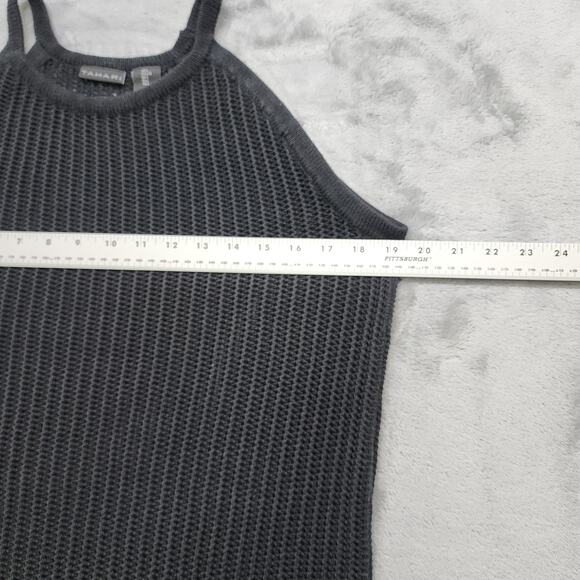 Tahari Swim Cover Womens L Black Halter Neck Sleeveless Crochet Beach Boho - Picture 9 of 11